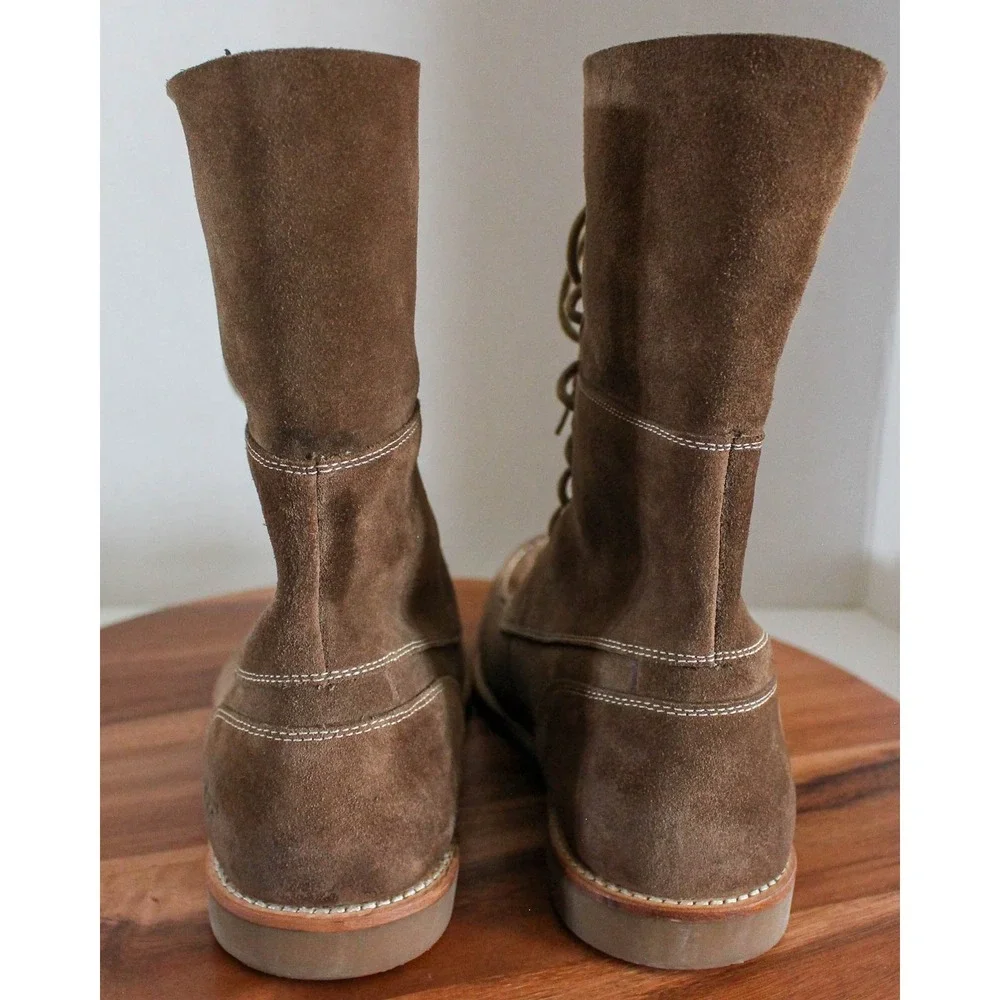 UGG Australia Lace Up Boots Mens 10 Brown Suede Moc Toe Fold Over 1001908